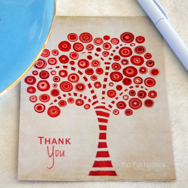 Postale Carte de note d'appréciation du Merci Red Tree (Créateur téléchargé)