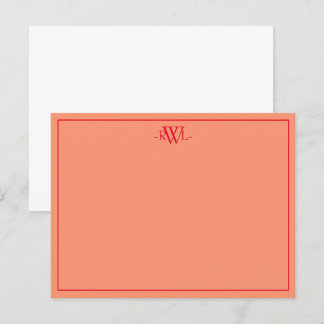 Postale Carte de note minimale rouge orange et blanche
