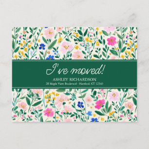 Postale Carte de notification de déménagement florale