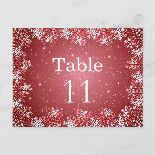 Postale Carte de numéro de la table de mariage des flocons (Devant)