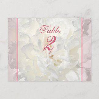 Postale Carte de numéro de la table Mariage Peony blanc