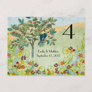 Postale Carte de numéro de mariage à motif de fleurs et d'