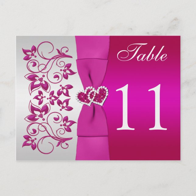 Postale Carte de numéro de tableau à double face rose, arg (Devant)
