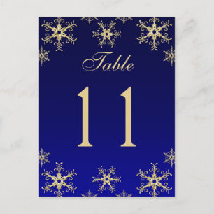 Postale Carte de numéro de tableau Blue, Gold Parties scin
