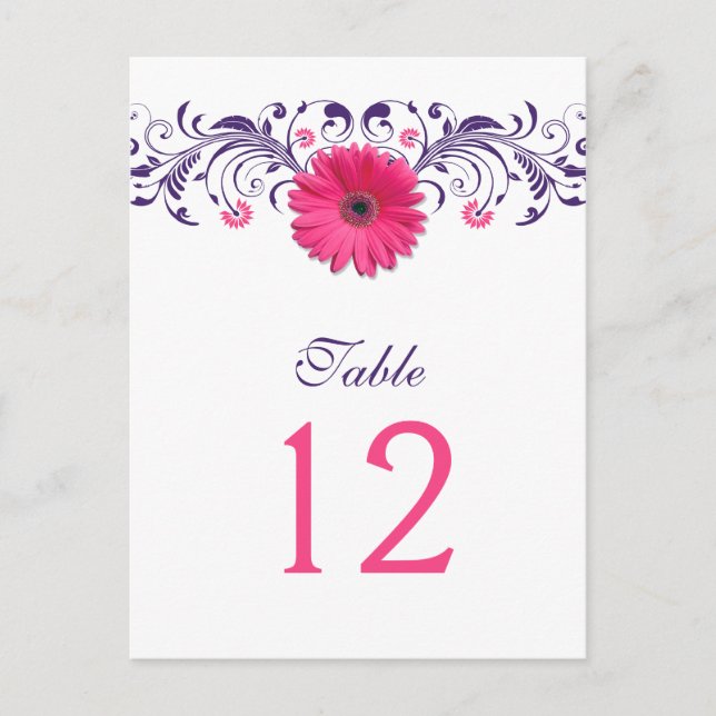 Postale Carte de numéro de tableau de Gerbera rose marguer (Devant)
