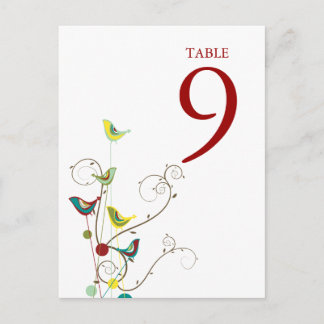 Postale Carte de numéro de tableau des oiseaux et des tour
