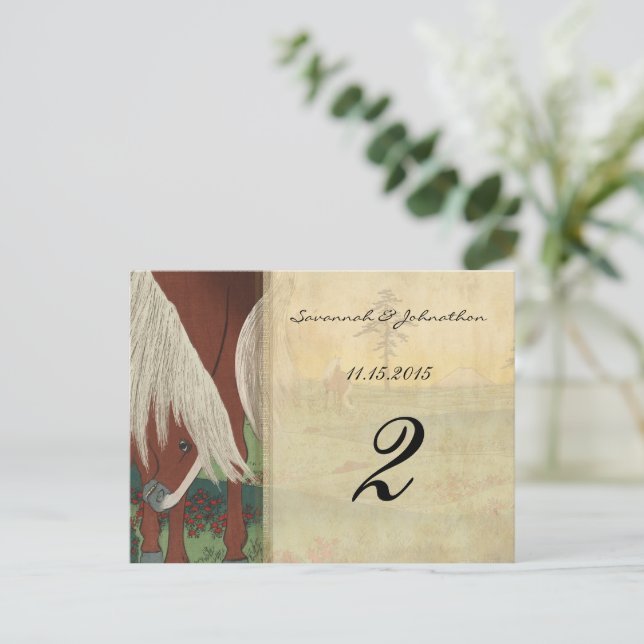 Postale Carte de numéro de tableau du Mariage de cheval Wh (Debout devant)