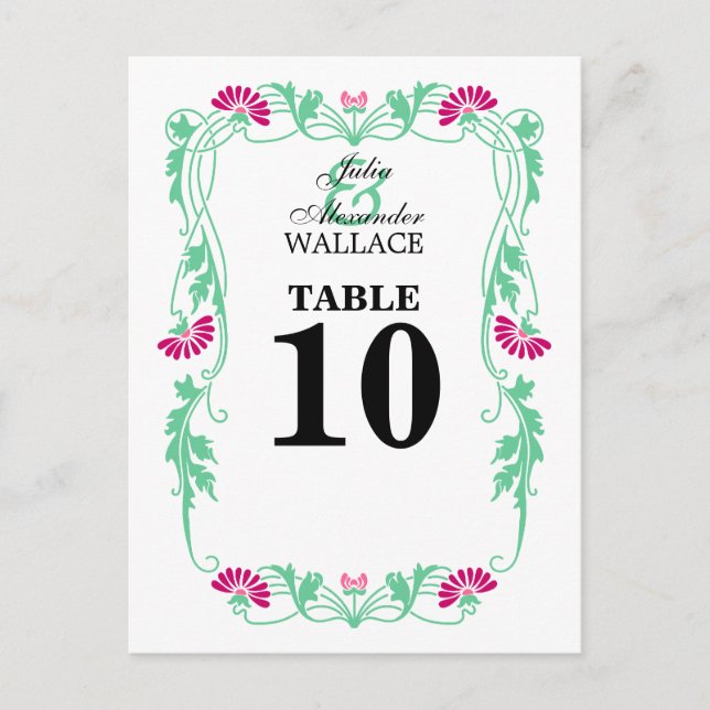 Postale Carte de numéro de tableau pour les fleurs et les  (Devant)