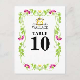 Postale Carte de numéro de tableau pour les fleurs et les