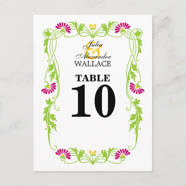 Postale Carte de numéro de tableau pour les fleurs et les  (Devant)