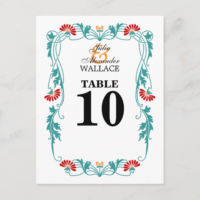 Postale Carte de numéro de tableau pour les fleurs et les  (Devant)