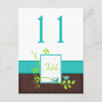 Carte de numéro de tableau Turquoise Green Brown B