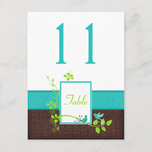 Postale Carte de numéro de tableau Turquoise Green Brown B