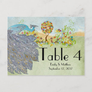 Postale Carte de numérotation de mariage d'arbre de fleurs