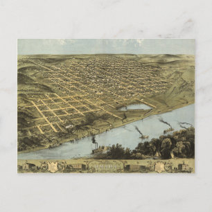 Postale Carte de Omaha Nebraska vue d'oiseau (1868)