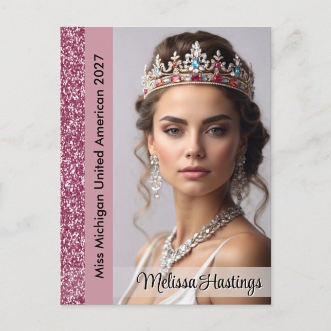 Postale Carte de pageant avec autographe Mini Paillettes B (Devant)