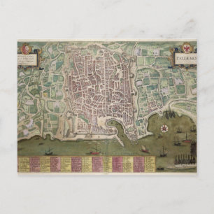 Postale Carte de Palerme, de Civitates Orbis Terrarum par