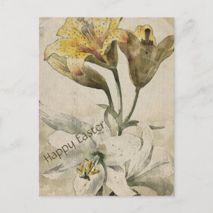 Postale Carte de Pâques aux fleurs vintage