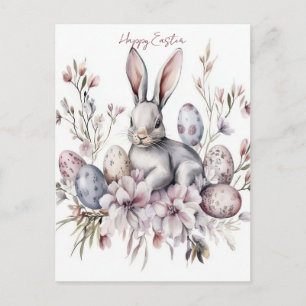 Postale Carte de Pâques avec œufs de Pâques et fleurs