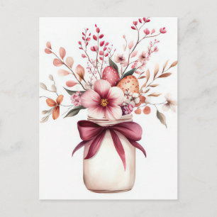 Postale Carte de Pâques avec œufs de Pâques et fleurs