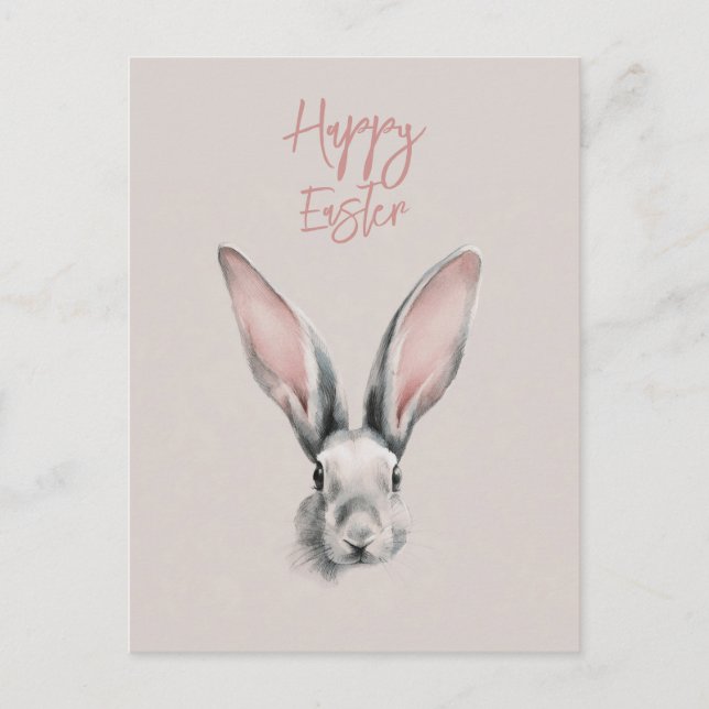 Postale Carte de Pâques avec un lapin mignon dans un style (Devant)
