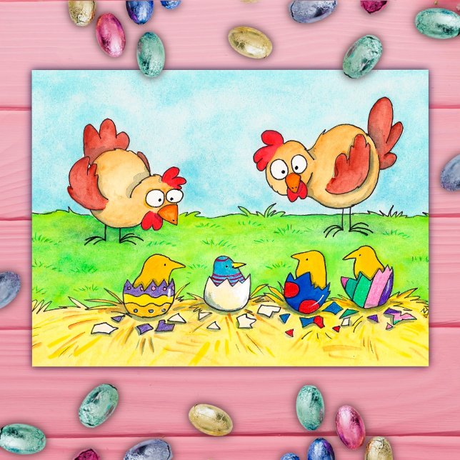 Postale Carte de Pâques de Nicole Janes avec des poussins (Créateur téléchargé)