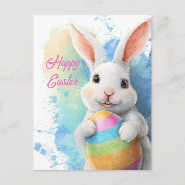 Postale Carte de Pâques lapin de Pâques mignon avec œuf de (Devant)