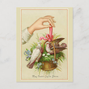 Postale Carte de Pâques vintage Deux colombes