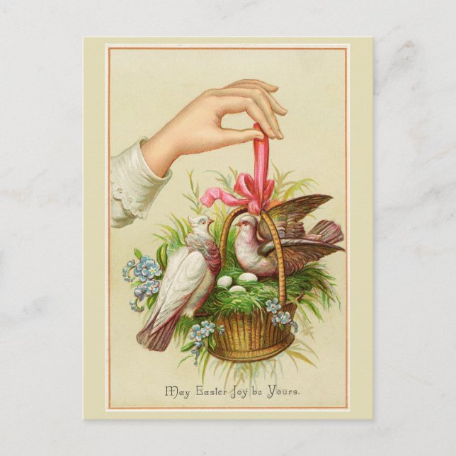 Postale Carte de Pâques vintage Deux colombes (Devant)