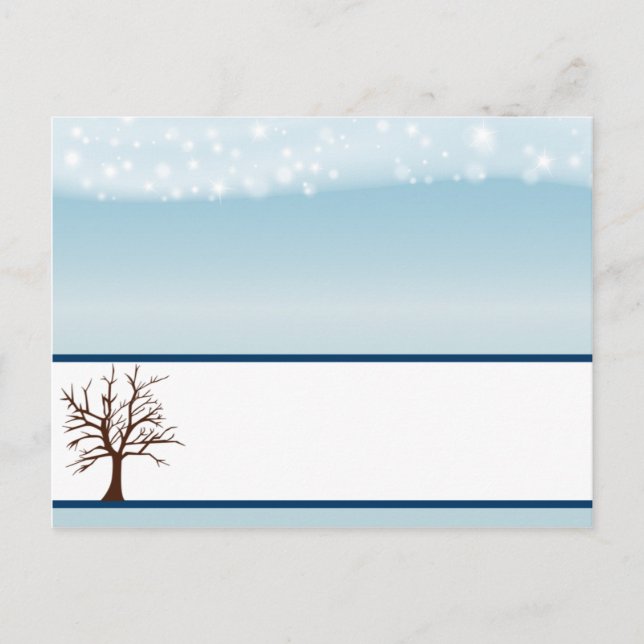 Postale Carte de Place Écrite Twinkling Neige / Arbre nu (Devant)