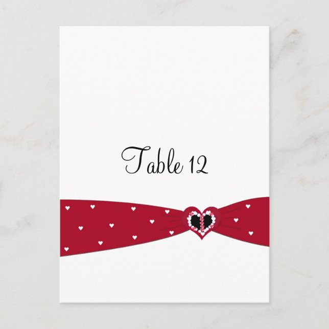 Postale Carte de placement de table à ruban rouge (Devant)
