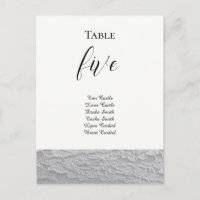 Carte de placement de table en dentelle noire et b