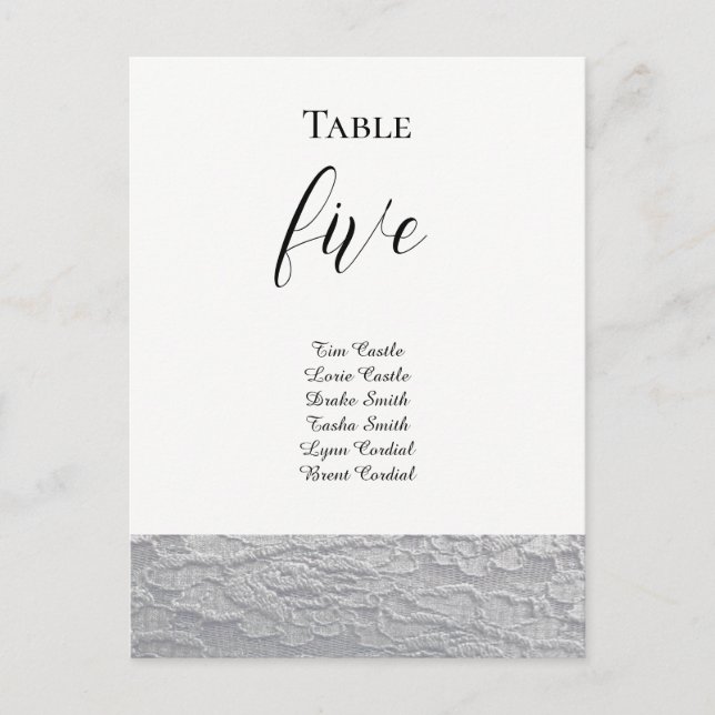 Postale Carte de placement de table en dentelle noire et b (Devant)