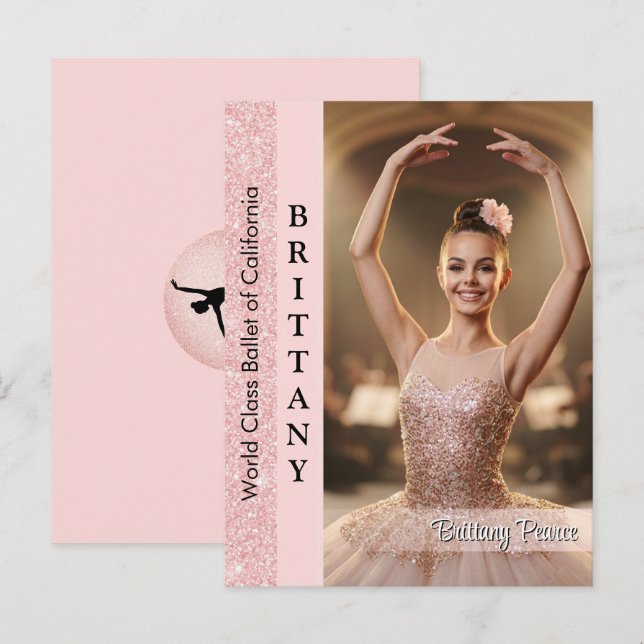 Postale Carte de portrait d'autographe de danse avec paill (Devant / Derrière)