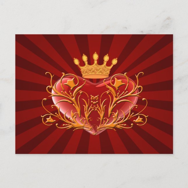 Postale Carte de poste cardiaque Filigree Crown (Devant)