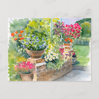 Postale Carte de poste d'art - Scène de jardin, Aquarelle