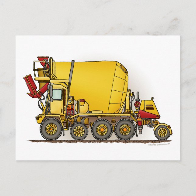 Postale Carte de poste de camionnette de mélange de ciment (Devant)