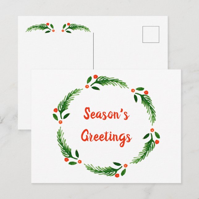 Postale Carte de poste de couronne de Bonnes Fêtes (Devant / Derrière)