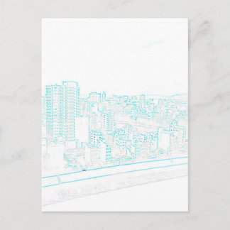 Postale Carte de poste de dessin de ligne bleue Partie 1