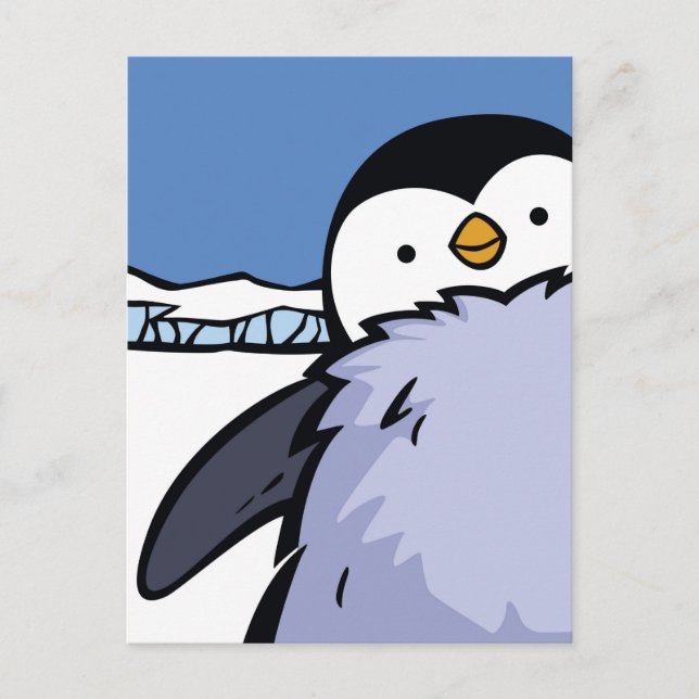 Postale Carte de poste de nettoyage de poule de pingouin (Devant)