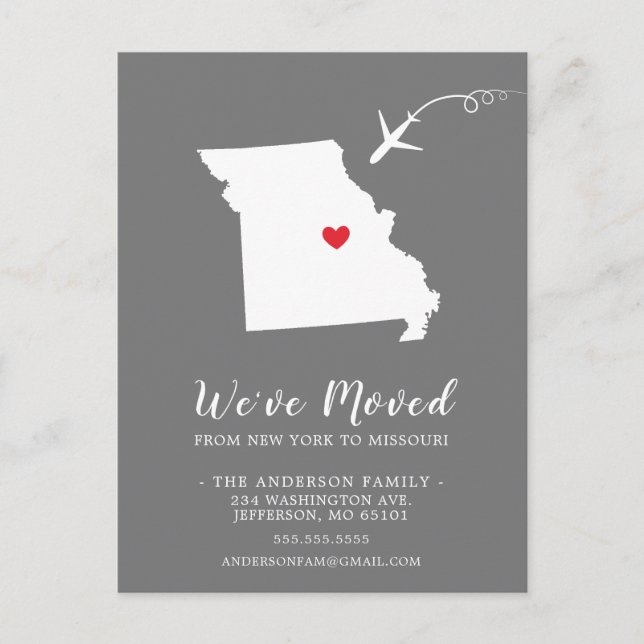 Postale Carte de poste MISSOURI État de déplacement (Devant)