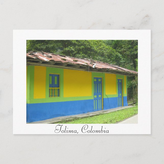 Postale Carte de poteau de maison peinte colombienne (Devant)