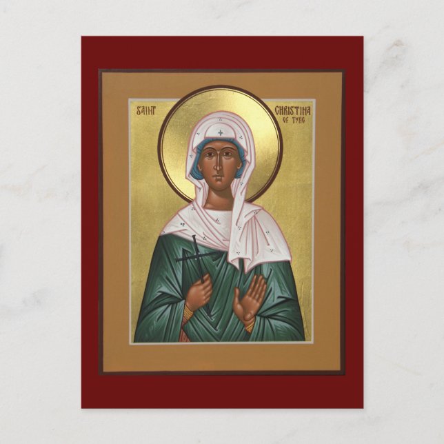 Postale Carte de prière de l'icône de Tyr Saint Christina (Devant)