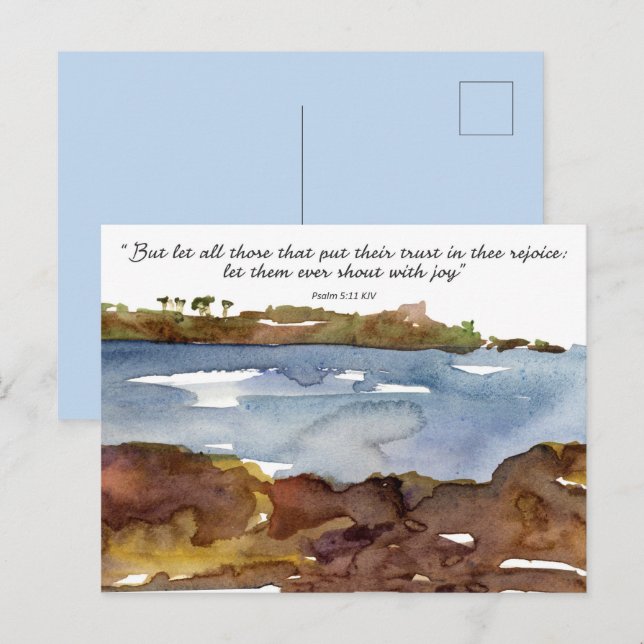 Postale Carte de prière des Écritures des Psaumes Aquarell (Devant / Derrière)