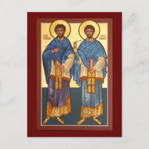 Postale Carte de prière des saints Cosmas et Damian Icon