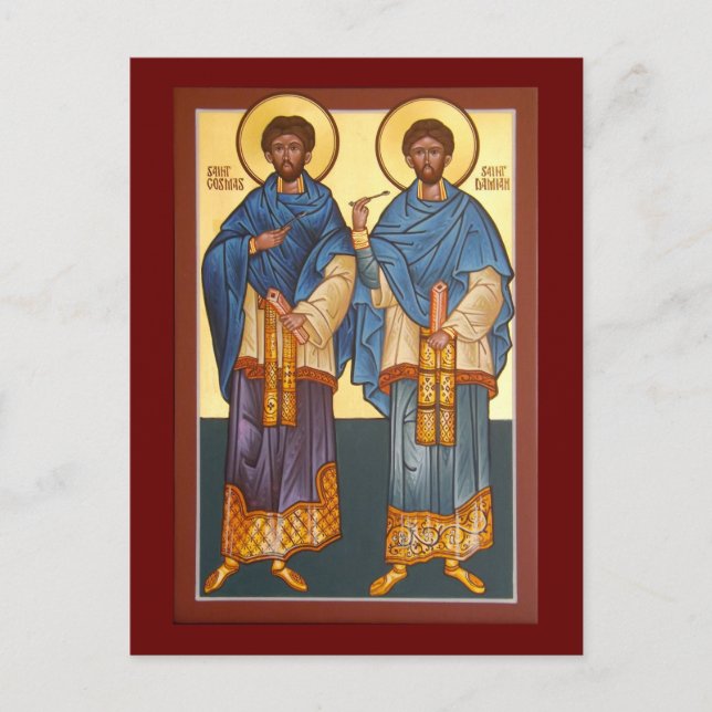 Postale Carte de prière des saints Cosmas et Damian Icon (Devant)