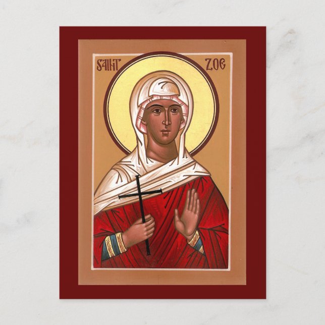 Postale Carte de prière d'icône Saint Zoe — Vide sur le do (Devant)