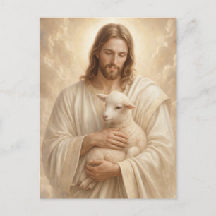 Postale Carte de prière funéraire Jésus Bon Berger