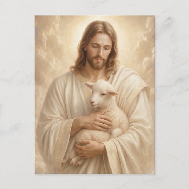 Postale Carte de prière funéraire Jésus Bon Berger (Devant)