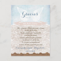 Carte de prière Merci en espagnol, baptême garçon